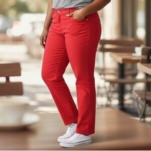Chaps Red Corduroy Pants Womens Size 12 Straight Leg Stretch Five Pocket NEW NWT